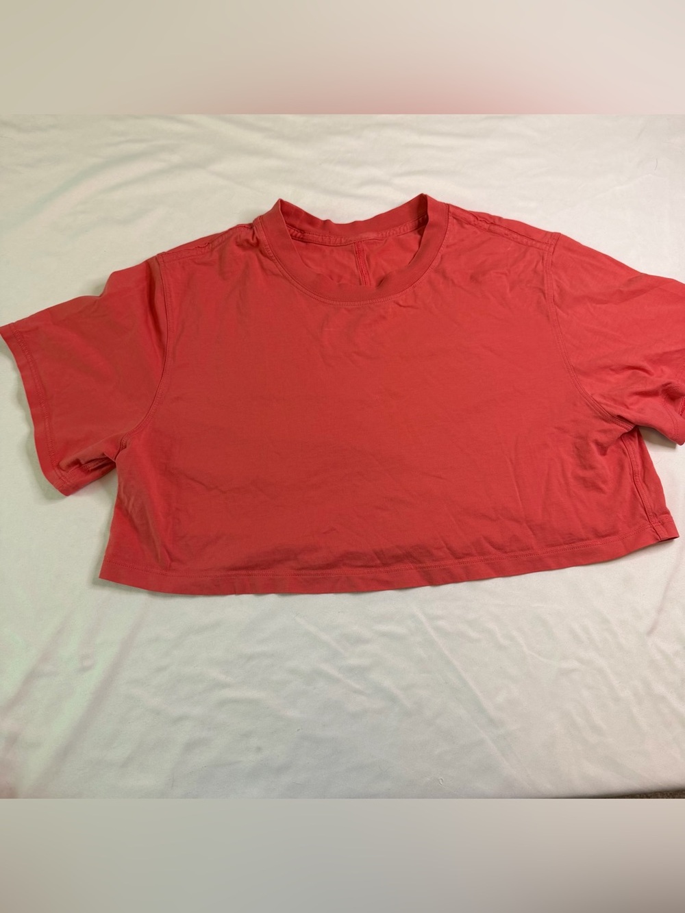 Lululemon All Yours Cropped T-Shirt Coral Orange Relaxed Fit Sz 4/6